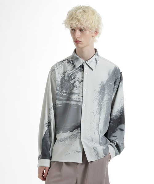 HARE(ハレ)の「INK FADEシャツ(HARE)(シャツ/ブラウス・メンズ・ブラック/グリーン/ホワイト・FREE)」の1枚目の写真