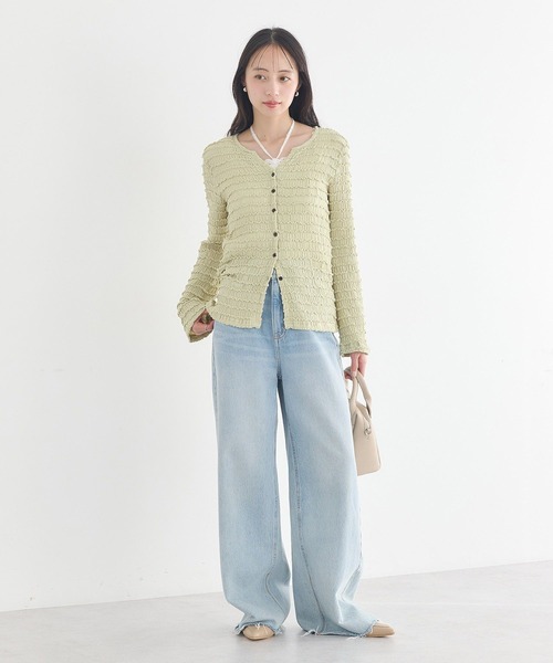 earth music&ecology(アースミュージックアンドエコロジー)の「【2026SS/先行予約】シャーリングカットカーディガン(カーディガン/ボレロ・レディース・ピンク/ブラック/アイボリー/ミント・FREE)」の12枚目の写真