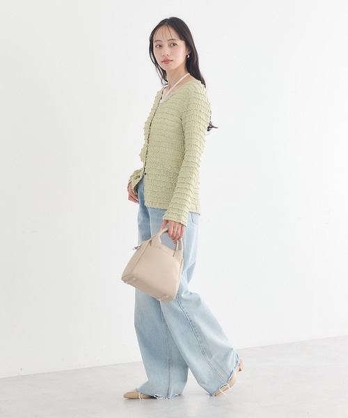 earth music&ecology(アースミュージックアンドエコロジー)の「【2026SS/先行予約】シャーリングカットカーディガン(カーディガン/ボレロ・レディース・ピンク/ブラック/アイボリー/ミント・FREE)」の13枚目の写真