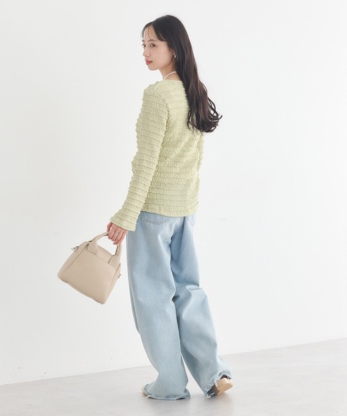 earth music&ecology(アースミュージックアンドエコロジー)の「【2026SS/先行予約】シャーリングカットカーディガン(カーディガン/ボレロ・レディース・ピンク/ブラック/アイボリー/ミント・FREE)」の14枚目の写真