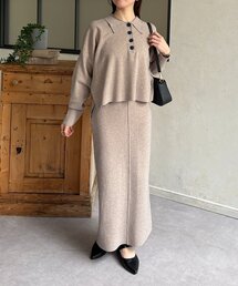 襟付きニットスカート/セットアップ