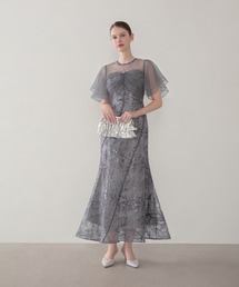 Leja（レジャ）の「【LEJA】フラワースパンコールチュールフレアスリーブマーメイドワンピースドレス美脚効果結婚式 パーティードレス 成人式 二次会 同窓会 お呼ばれ オケージョン 20代 30代（ドレス）」