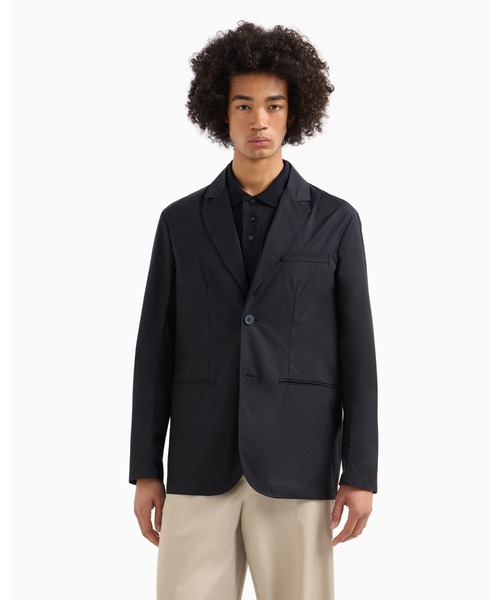 ARMANI EXCHANGE(アルマーニエクスチェンジ)の「【A|X アルマーニ エクスチェンジ】ストレッチポリエステル シングルブレストジャケット(テーラードジャケット・メンズ・ダークネイビー・42/40/36/34inch)」の1枚目の写真