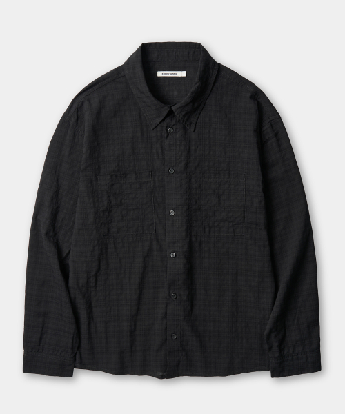EXCONTAINER(エックスコンテナ)の「ミューテッドチェックセミクロップシャツ(ブラック)(シャツ/ブラウス・メンズ・その他・MEDIUM/LARGE/X-LARGE)」の2枚目の写真