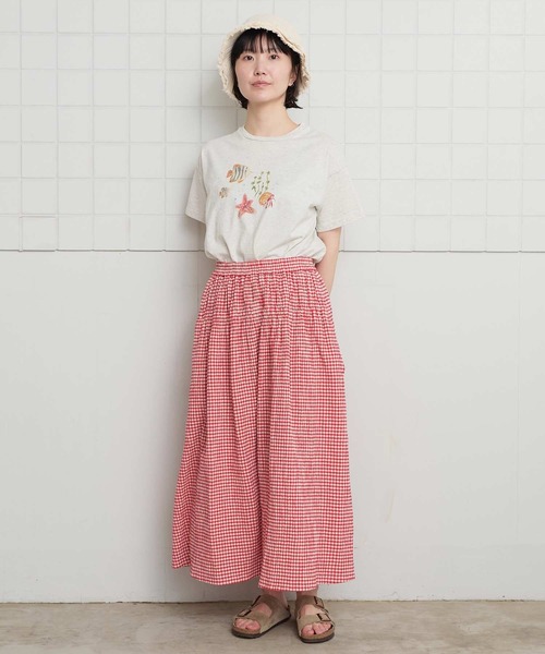 l'atelier du savon（アトリエドサボン）の「_ちぢみｷﾞﾝｶﾞﾑ　くしゅくしゅSK（スカート・レディース・ブラック/レッド・FREE）」の21枚目の写真