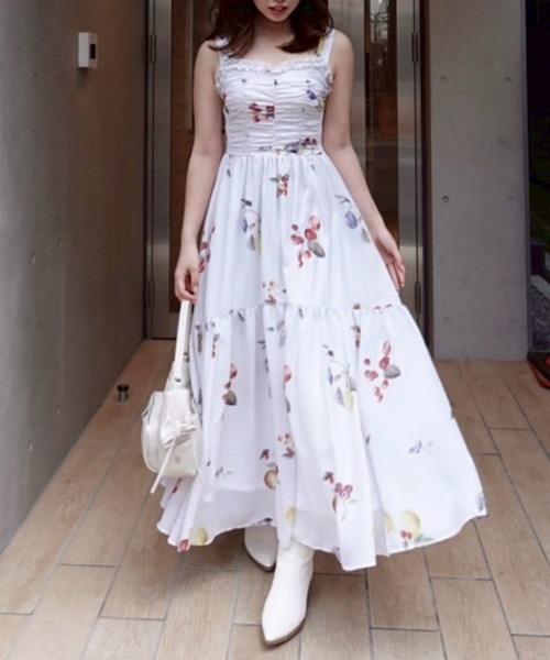 森香澄さん着用】リボンディティールティアードキャミワンピース 春服