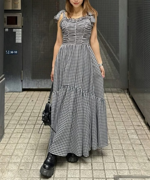 森香澄さん着用】リボンディティールティアードキャミワンピース 春服