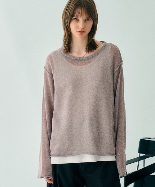 SELLE GLANT(セレグランテ)の「MELANGE MESH PULLOVER KNIT/メランジメッシュプルオーバーニット(ニット/セーター・メンズ・バーガンディー/グレー・MEDIUM/LARGE/SMALL)」の2枚目の写真