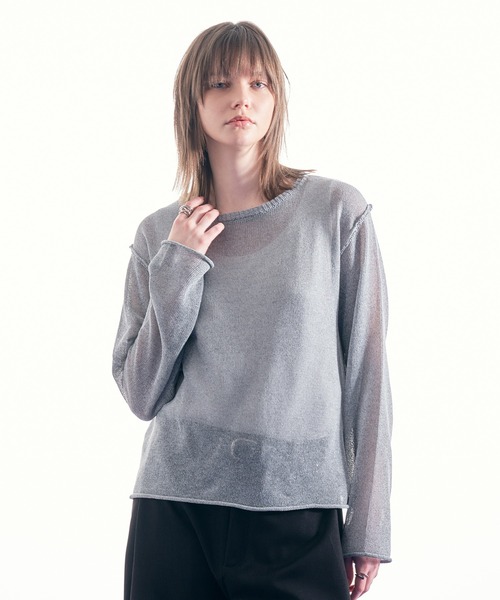 SELLE GLANT(セレグランテ)の「MELANGE MESH PULLOVER KNIT/メランジメッシュプルオーバーニット(ニット/セーター・メンズ・バーガンディー/グレー・MEDIUM/LARGE/SMALL)」の4枚目の写真