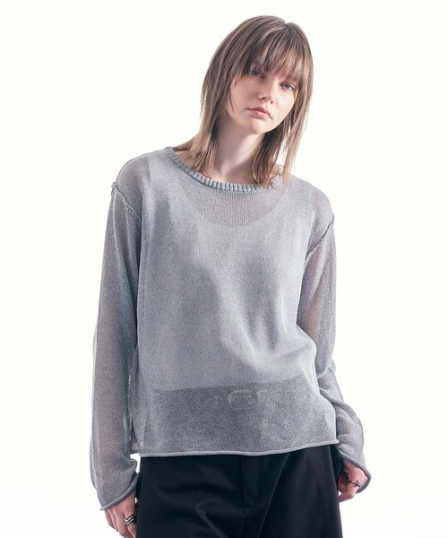SELLE GLANT(セレグランテ)の「MELANGE MESH PULLOVER KNIT/メランジメッシュプルオーバーニット(ニット/セーター・メンズ・バーガンディー/グレー・MEDIUM/LARGE/SMALL)」の5枚目の写真