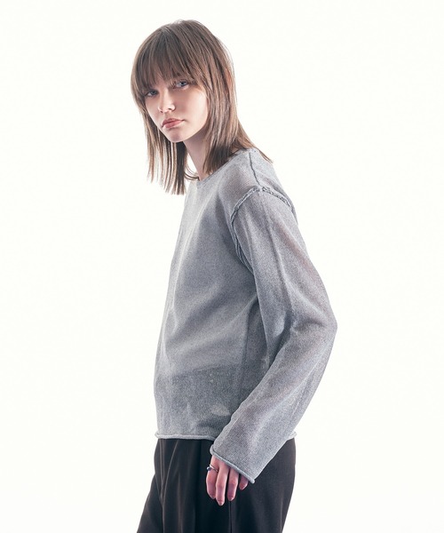 SELLE GLANT(セレグランテ)の「MELANGE MESH PULLOVER KNIT/メランジメッシュプルオーバーニット(ニット/セーター・メンズ・バーガンディー/グレー・MEDIUM/LARGE/SMALL)」の7枚目の写真