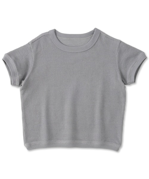 無印良品（ムジルシリョウヒン）の「ベビー　あたまするっとワッフル編みクルーネック半袖Ｔシャツ（Tシャツ/カットソー・キッズ・ピンク系/キナリ/イエロー/カーキ系/ブルー系/グレー系・80/90/100）」の2枚目の写真