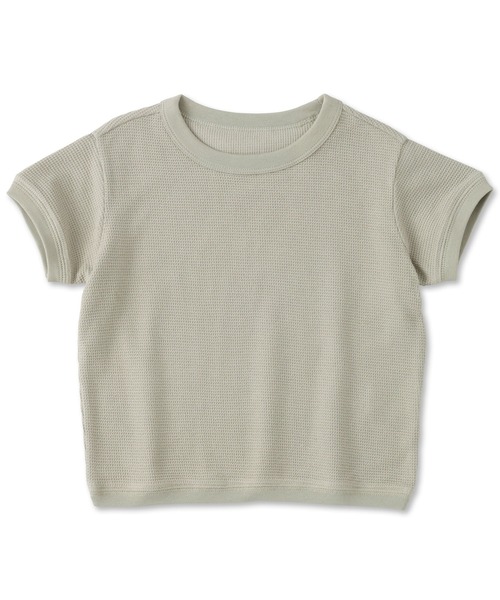 無印良品（ムジルシリョウヒン）の「ベビー　あたまするっとワッフル編みクルーネック半袖Ｔシャツ（Tシャツ/カットソー・キッズ・ピンク系/キナリ/イエロー/カーキ系/ブルー系/グレー系・80/90/100）」の3枚目の写真