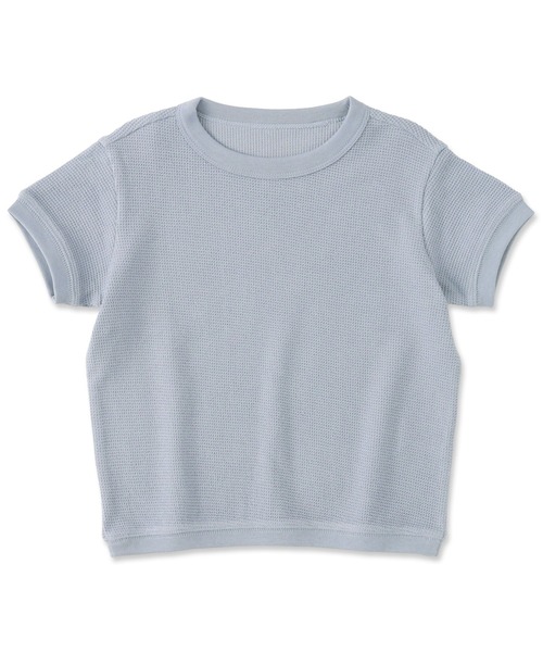 無印良品（ムジルシリョウヒン）の「ベビー　あたまするっとワッフル編みクルーネック半袖Ｔシャツ（Tシャツ/カットソー・キッズ・ピンク系/キナリ/イエロー/カーキ系/ブルー系/グレー系・80/90/100）」の4枚目の写真