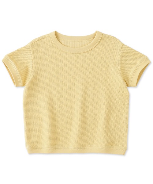 無印良品（ムジルシリョウヒン）の「ベビー　あたまするっとワッフル編みクルーネック半袖Ｔシャツ（Tシャツ/カットソー・キッズ・ピンク系/キナリ/イエロー/カーキ系/ブルー系/グレー系・80/90/100）」の5枚目の写真