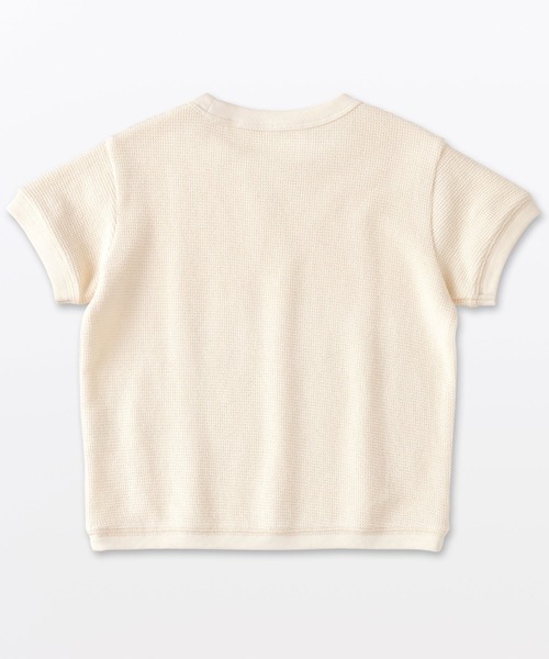 無印良品（ムジルシリョウヒン）の「ベビー　あたまするっとワッフル編みクルーネック半袖Ｔシャツ（Tシャツ/カットソー・キッズ・ピンク系/キナリ/イエロー/カーキ系/ブルー系/グレー系・80/90/100）」の7枚目の写真