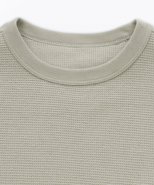 無印良品（ムジルシリョウヒン）の「ベビー　あたまするっとワッフル編みクルーネック半袖Ｔシャツ（Tシャツ/カットソー・キッズ・ピンク系/キナリ/イエロー/カーキ系/ブルー系/グレー系・80/90/100）」の14枚目の写真