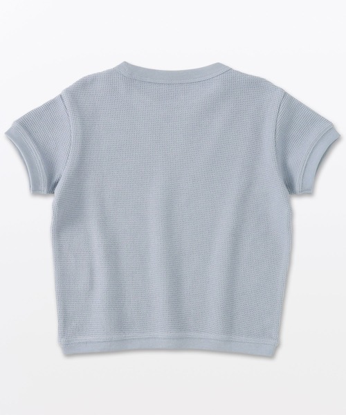 無印良品（ムジルシリョウヒン）の「ベビー　あたまするっとワッフル編みクルーネック半袖Ｔシャツ（Tシャツ/カットソー・キッズ・ピンク系/キナリ/イエロー/カーキ系/ブルー系/グレー系・80/90/100）」の16枚目の写真