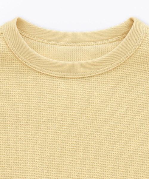 無印良品（ムジルシリョウヒン）の「ベビー　あたまするっとワッフル編みクルーネック半袖Ｔシャツ（Tシャツ/カットソー・キッズ・ピンク系/キナリ/イエロー/カーキ系/ブルー系/グレー系・80/90/100）」の20枚目の写真