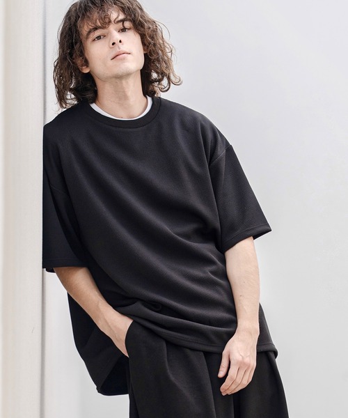 CAMBIO(カンビオ)の「mt10319- カラースピンドルサーマルカットソー(Tシャツ/カットソー・メンズ・ホワイト/グレイッシュベージュ/ブラック・M/L/XL)」の2枚目の写真