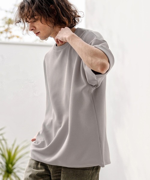 CAMBIO(カンビオ)の「mt10319- カラースピンドルサーマルカットソー(Tシャツ/カットソー・メンズ・ホワイト/グレイッシュベージュ/ブラック・M/L/XL)」の15枚目の写真