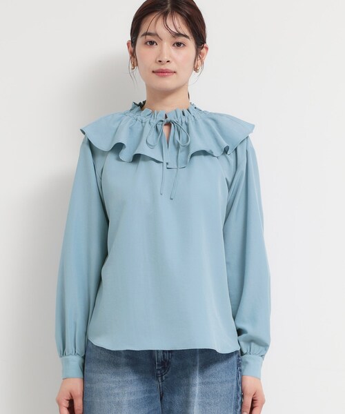 THE SHOP TK （ザ ショップ ティーケー ）の「大人のフェミニンカジュアルに エアリーフリルブラウス（シャツ/ブラウス・レディース・サックスブルー/ライトベージュ/オフホワイト・13/12）」の19枚目の写真