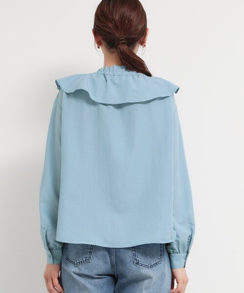 THE SHOP TK （ザ ショップ ティーケー ）の「大人のフェミニンカジュアルに エアリーフリルブラウス（シャツ/ブラウス・レディース・サックスブルー/ライトベージュ/オフホワイト・13/12）」の21枚目の写真