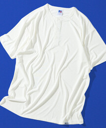 限定展開 RUSSELL ATHLETIC×FREAK'S STORE ラッセル アスレチック 別注 Dry-Power ヘンリーネック Tシャツ 吸湿速乾 消臭