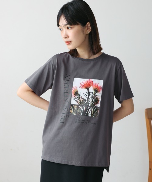 Bou Jeloud(ブージュルード)の「フォトフラワーTシャツ(Tシャツ/カットソー・レディース・チャコールグレー/オフホワイト・MEDIUM)」の22枚目の写真