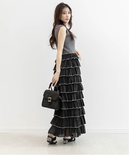 RANDA(ランダ)の「ティアードフリルドッキングワンピース(ワンピース・レディース・ブラック・FT/FREE)」の12枚目の写真