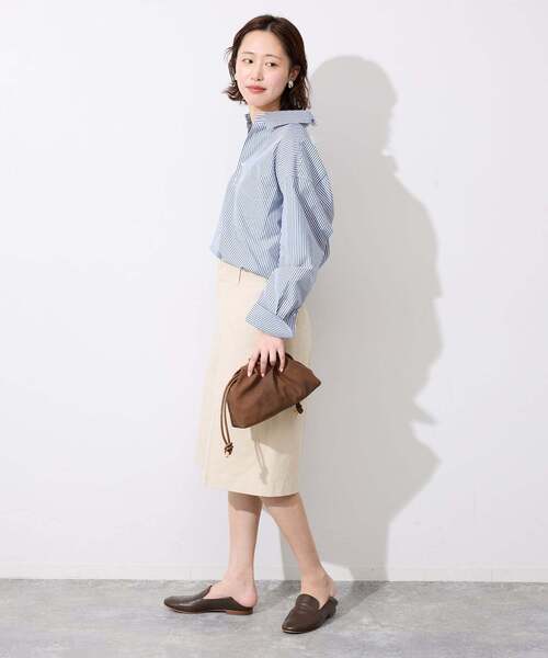 SLOBE IENA(スローブイエナ)の「《UVカット》ポプリン2WAYシャツ(シャツ/ブラウス・レディース・ネイビー/アイボリー/サックスブルー・FREE)」の6枚目の写真
