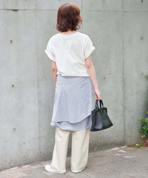 SLOBE IENA(スローブイエナ)の「《UVカット》ポプリン2WAYシャツ(シャツ/ブラウス・レディース・ネイビー/アイボリー/サックスブルー・FREE)」の10枚目の写真