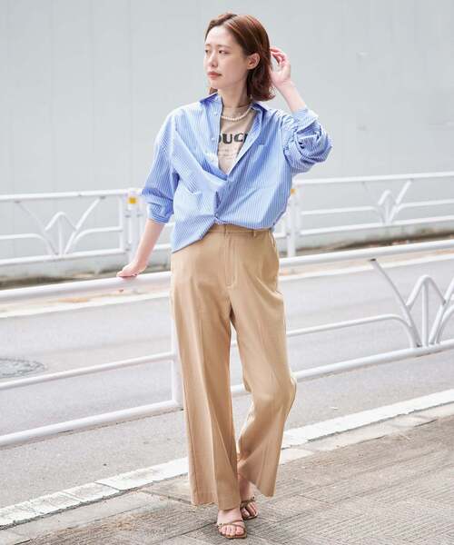 SLOBE IENA(スローブイエナ)の「《UVカット》ポプリン2WAYシャツ(シャツ/ブラウス・レディース・ネイビー/アイボリー/サックスブルー・FREE)」の11枚目の写真
