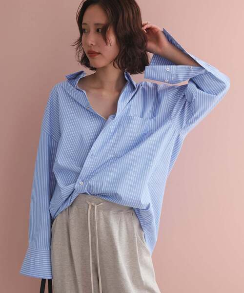 SLOBE IENA(スローブイエナ)の「《UVカット》ポプリン2WAYシャツ(シャツ/ブラウス・レディース・ネイビー/アイボリー/サックスブルー・FREE)」の15枚目の写真
