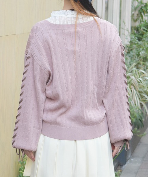 axes femme（アクシーズファム）の「ＵＶカット編み上げニットカーディガン（カーディガン/ボレロ・レディース・ホワイト/ピンク/ミント/チャコール・FREE）」の7枚目の写真