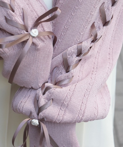 axes femme（アクシーズファム）の「ＵＶカット編み上げニットカーディガン（カーディガン/ボレロ・レディース・ホワイト/ピンク/ミント/チャコール・FREE）」の9枚目の写真