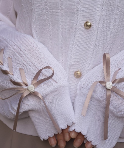 axes femme（アクシーズファム）の「ＵＶカット編み上げニットカーディガン（カーディガン/ボレロ・レディース・ホワイト/ピンク/ミント/チャコール・FREE）」の12枚目の写真