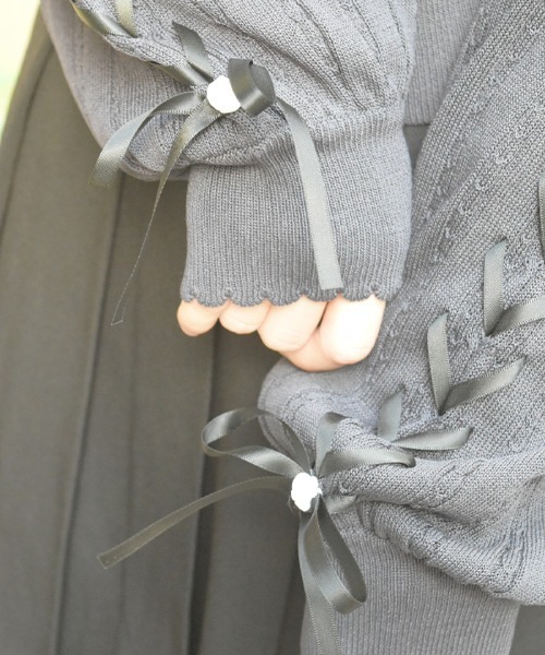 axes femme（アクシーズファム）の「ＵＶカット編み上げニットカーディガン（カーディガン/ボレロ・レディース・ホワイト/ピンク/ミント/チャコール・FREE）」の13枚目の写真