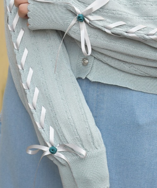 axes femme（アクシーズファム）の「ＵＶカット編み上げニットカーディガン（カーディガン/ボレロ・レディース・ホワイト/ピンク/ミント/チャコール・FREE）」の14枚目の写真