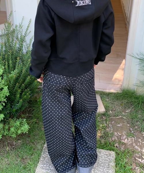 VIBGYOR（ヴィブジョー）の「【LAMPOON】ドットブラックデニムパンツ（デニムパンツ・レディース・ブラック・MEDIUM/SMALL）」の2枚目の写真