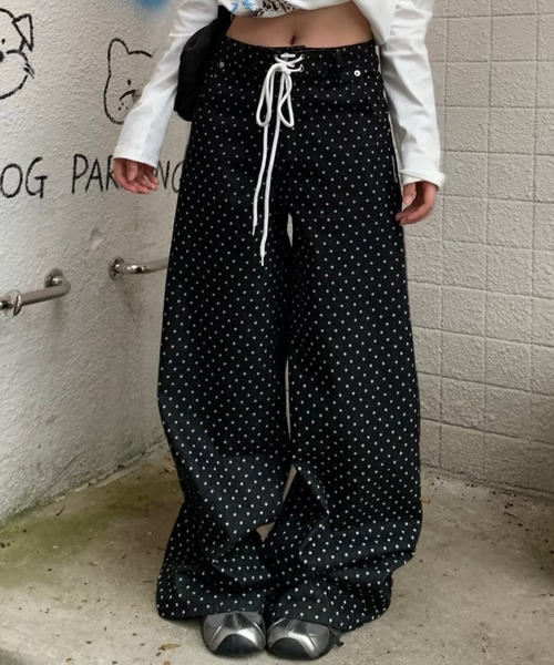 VIBGYOR（ヴィブジョー）の「【LAMPOON】ドットブラックデニムパンツ（デニムパンツ・レディース・ブラック・MEDIUM/SMALL）」の8枚目の写真