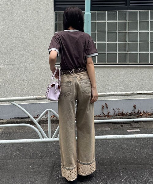 CIAOPANIC(チャオパニック)の「プリントリンガーロゴTシャツ(Tシャツ/カットソー・レディース・チャコールグレー/イエロー/ネイビー/レッド/グリーン/ブラウン・ONE SIZE)」の13枚目の写真