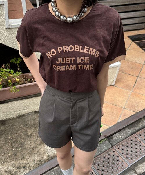 CIAOPANIC(チャオパニック)の「プリントリンガーロゴTシャツ(Tシャツ/カットソー・レディース・チャコールグレー/イエロー/ネイビー/レッド/グリーン/ブラウン・ONE SIZE)」の14枚目の写真