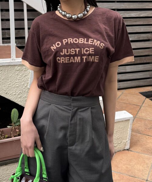 CIAOPANIC(チャオパニック)の「プリントリンガーロゴTシャツ(Tシャツ/カットソー・レディース・チャコールグレー/イエロー/ネイビー/レッド/グリーン/ブラウン・ONE SIZE)」の15枚目の写真