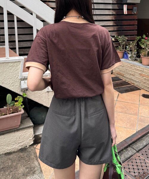 CIAOPANIC(チャオパニック)の「プリントリンガーロゴTシャツ(Tシャツ/カットソー・レディース・チャコールグレー/イエロー/ネイビー/レッド/グリーン/ブラウン・ONE SIZE)」の17枚目の写真