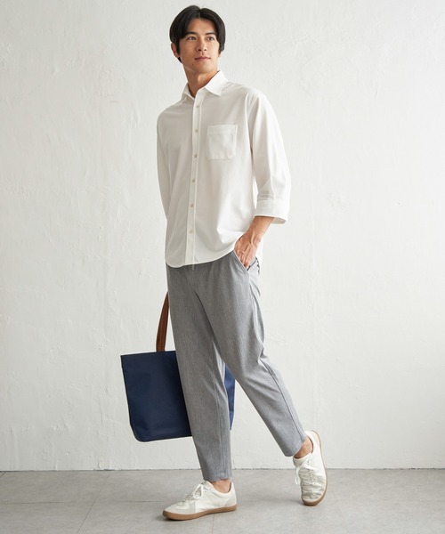 ikka(イッカ)の「冷感鹿の子袖2WAYスイスカラーシャツ(シャツ/ブラウス・メンズ・ホワイト/ネイビー/チャコール・M/XL/L/S)」の9枚目の写真