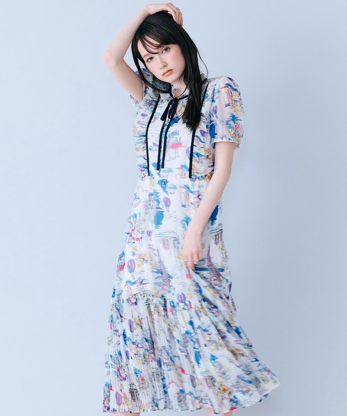 Audie a Muses(オーディアミューズ)の「パリプリントワンピース(ワンピース・レディース・ネイビー/オフホワイト・36/38/40/42)」の6枚目の写真