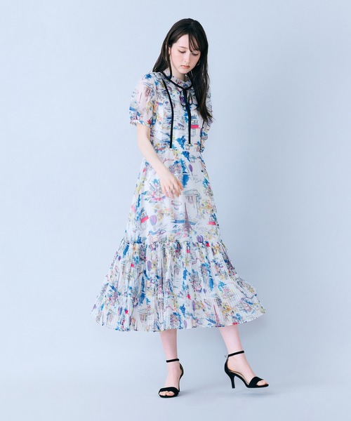 Audie a Muses(オーディアミューズ)の「パリプリントワンピース(ワンピース・レディース・ネイビー/オフホワイト・36/38/40/42)」の5枚目の写真