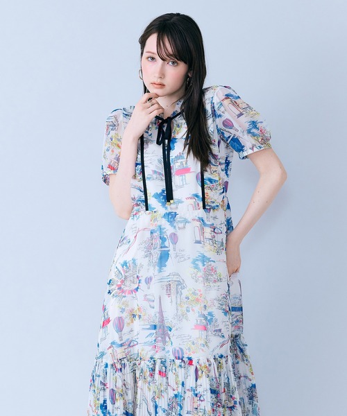 Audie a Muses(オーディアミューズ)の「パリプリントワンピース(ワンピース・レディース・ネイビー/オフホワイト・36/38/40/42)」の9枚目の写真