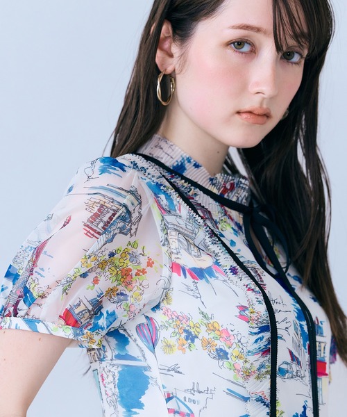 Audie a Muses(オーディアミューズ)の「パリプリントワンピース(ワンピース・レディース・ネイビー/オフホワイト・36/38/40/42)」の11枚目の写真